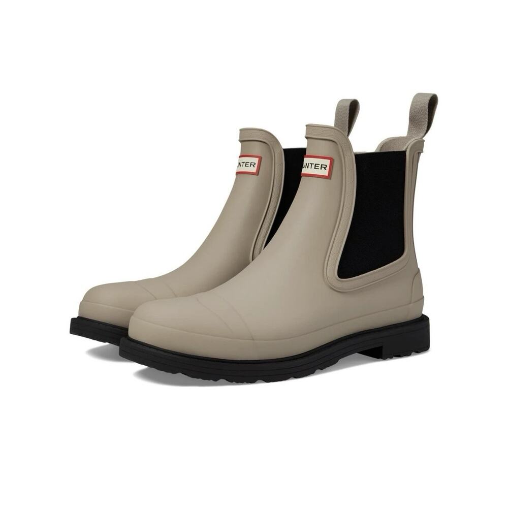 Men's Hunter Commando Chelsea Boot, Skimming Stone/Hunter Black | Size 13 US